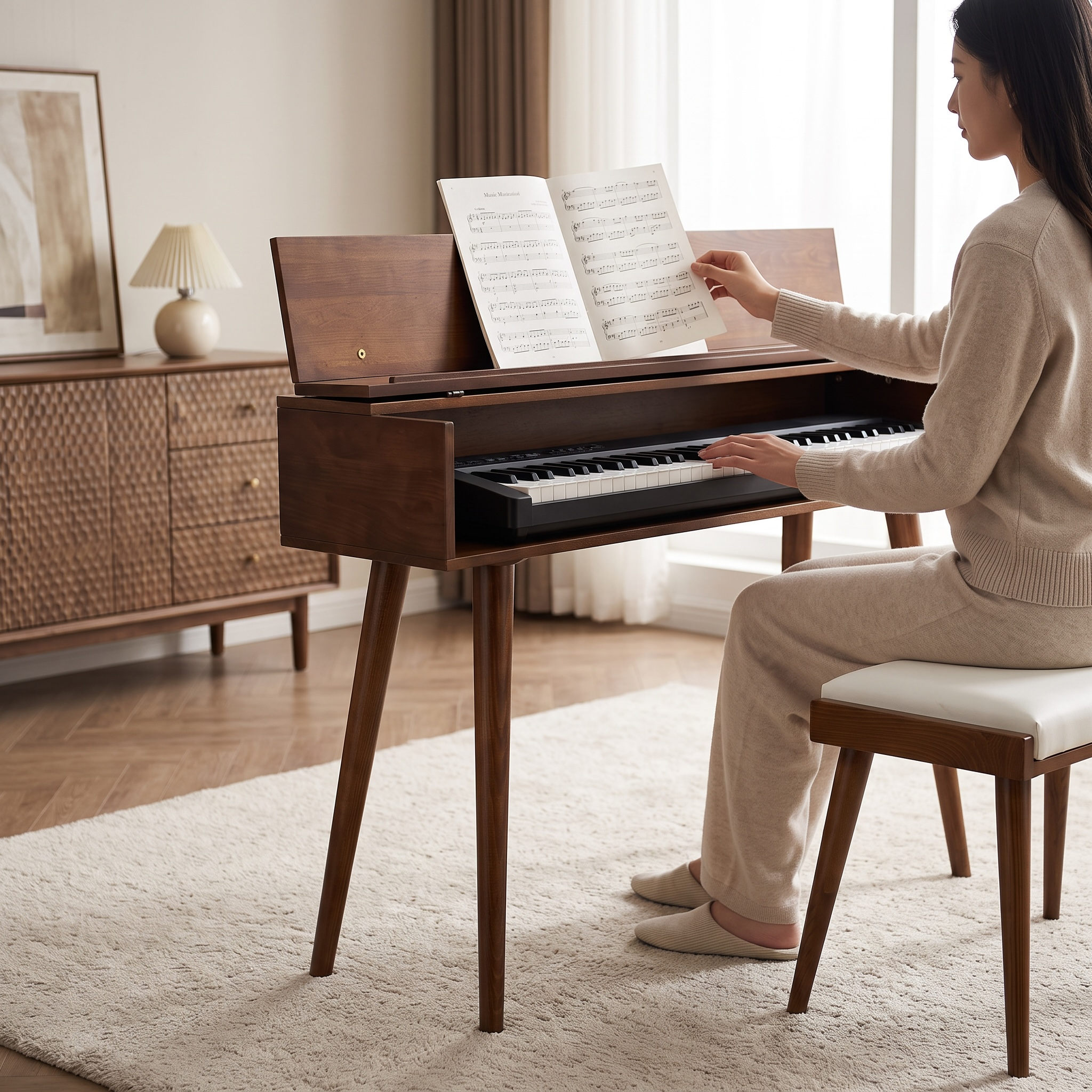 Handmade Solid Wood Piano Stand, Digital Keyboard Stand, Kids