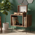 Modern Record Player Stand with Vinyl Storage, MDF Turntable Cabinet, LP Record Organizer, Mid Century Media Console