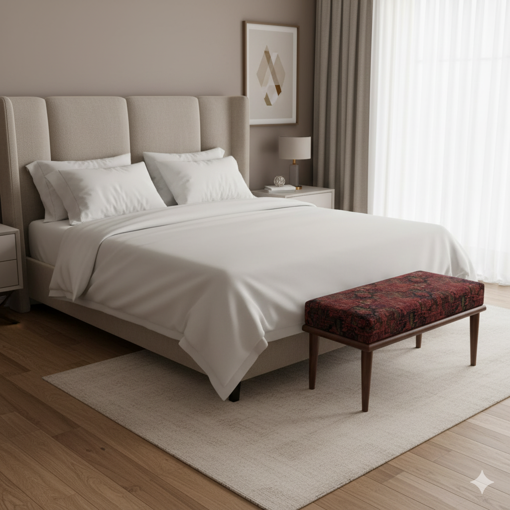 Long Upholstered Piano Bench – Ottoman Bench, Vanity Stool, Entryway Bench, Bedroom Seating & Living Room Furniture