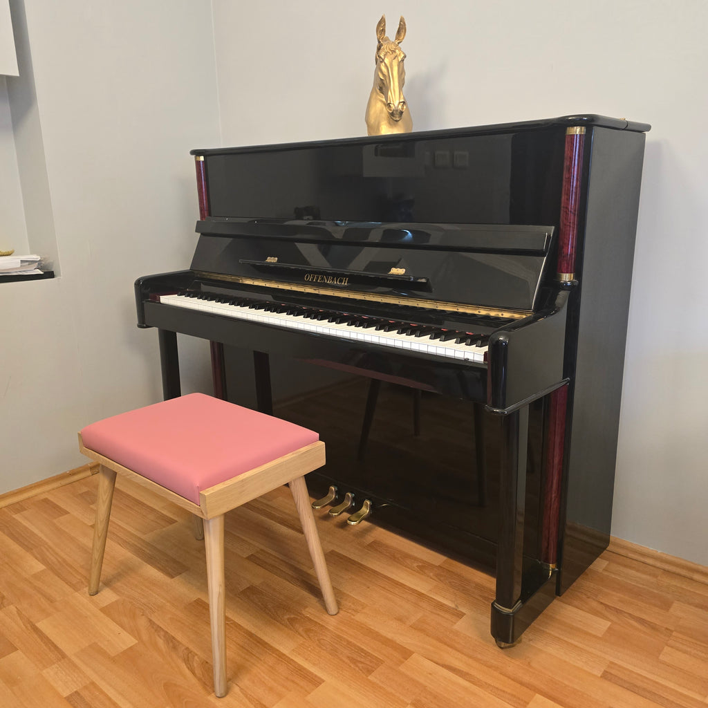 Solid Wood Piano Bench with Leather Upholstered Seat – Wooden Keyboard Stool & Music Bench