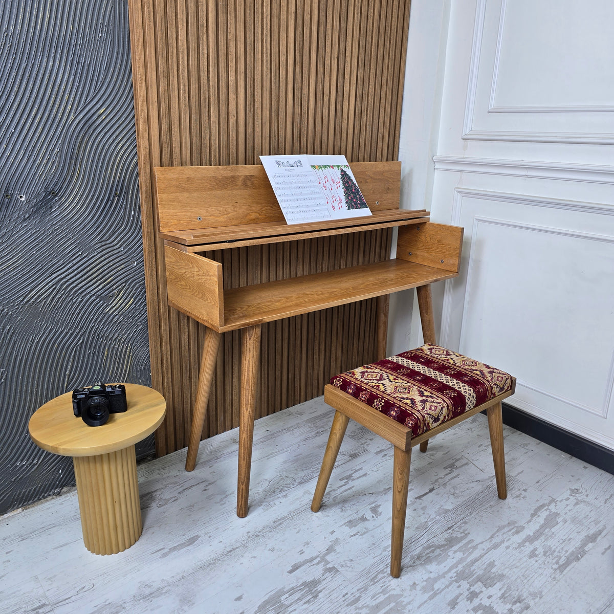 Handmade Wood Piano Stand, Wood Piano Stand with Drawer, Digital Keyboard Stand, Kids Piano, Personalized Piano Stand,Valentine's Day gift