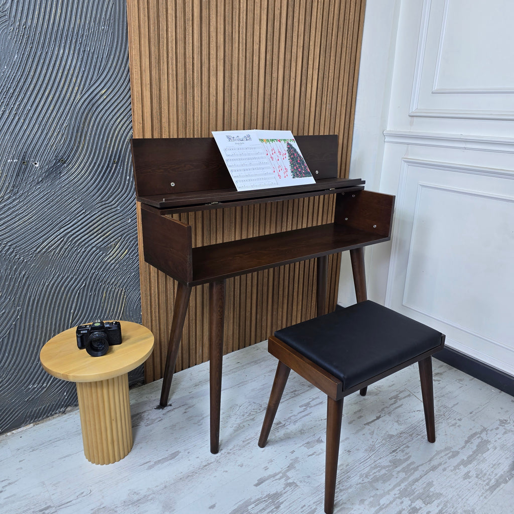 Handcrafted Wooden Piano Stand and Piano Bench Set, Digital keyboard stand, Piano cabinets, Kids Piano Stand with Stool, Wooden Music Gift