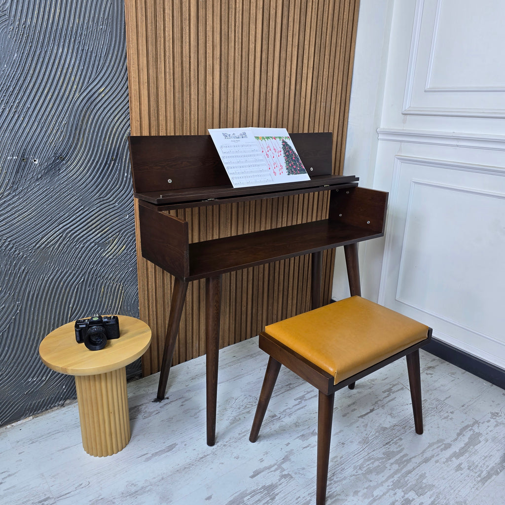 Handcrafted Wooden Piano Stand and Piano Bench Set, Digital keyboard stand, Piano cabinets, Kids Piano Stand with Stool, Wooden Music Gift