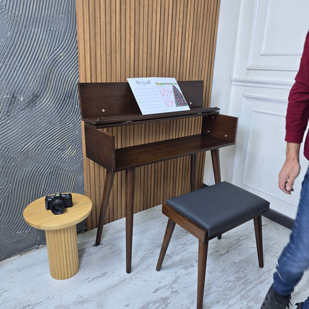 Handcrafted Wooden Piano Stand and Piano Bench Set, Digital keyboard stand, Piano cabinets, Kids Piano Stand with Stool, Wooden Music Gift