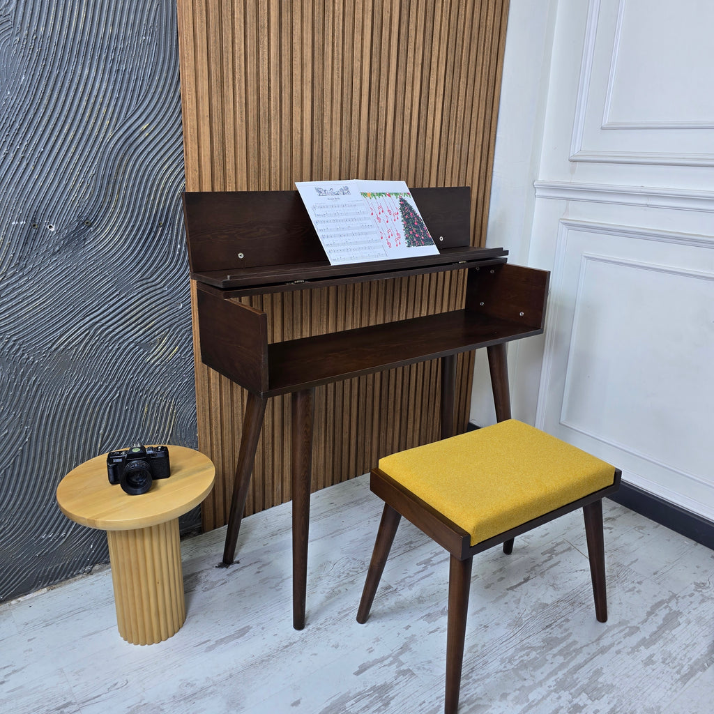 Handcrafted Wooden Piano Stand and Piano Bench Set, Digital keyboard stand, Piano cabinets, Kids Piano Stand with Stool, Wooden Music Gift