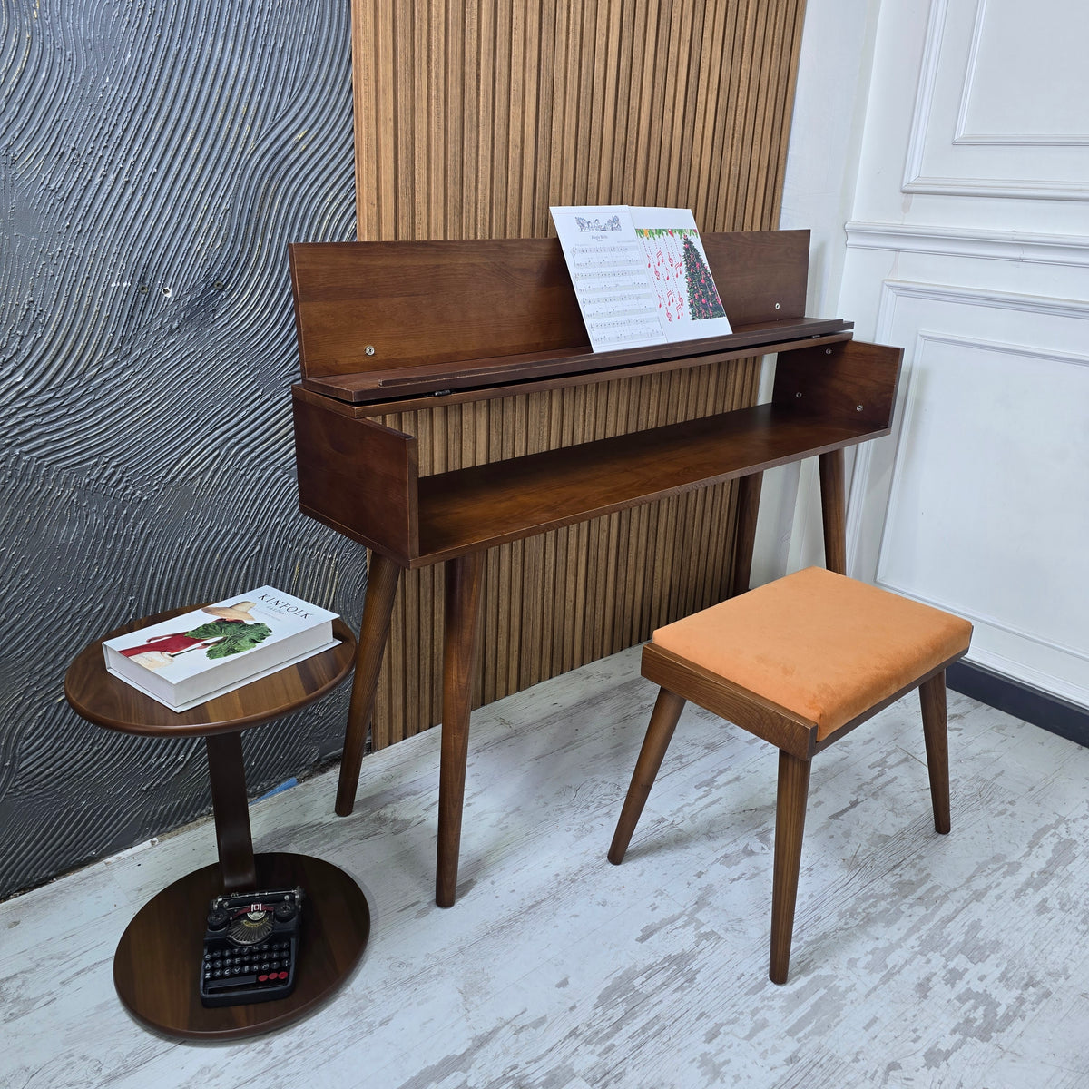Handmade Wooden Piano Stand, Solid Wood Keyboard Stand, Modern Music Furniture, Custom Piano Table, Studio & Home Déco