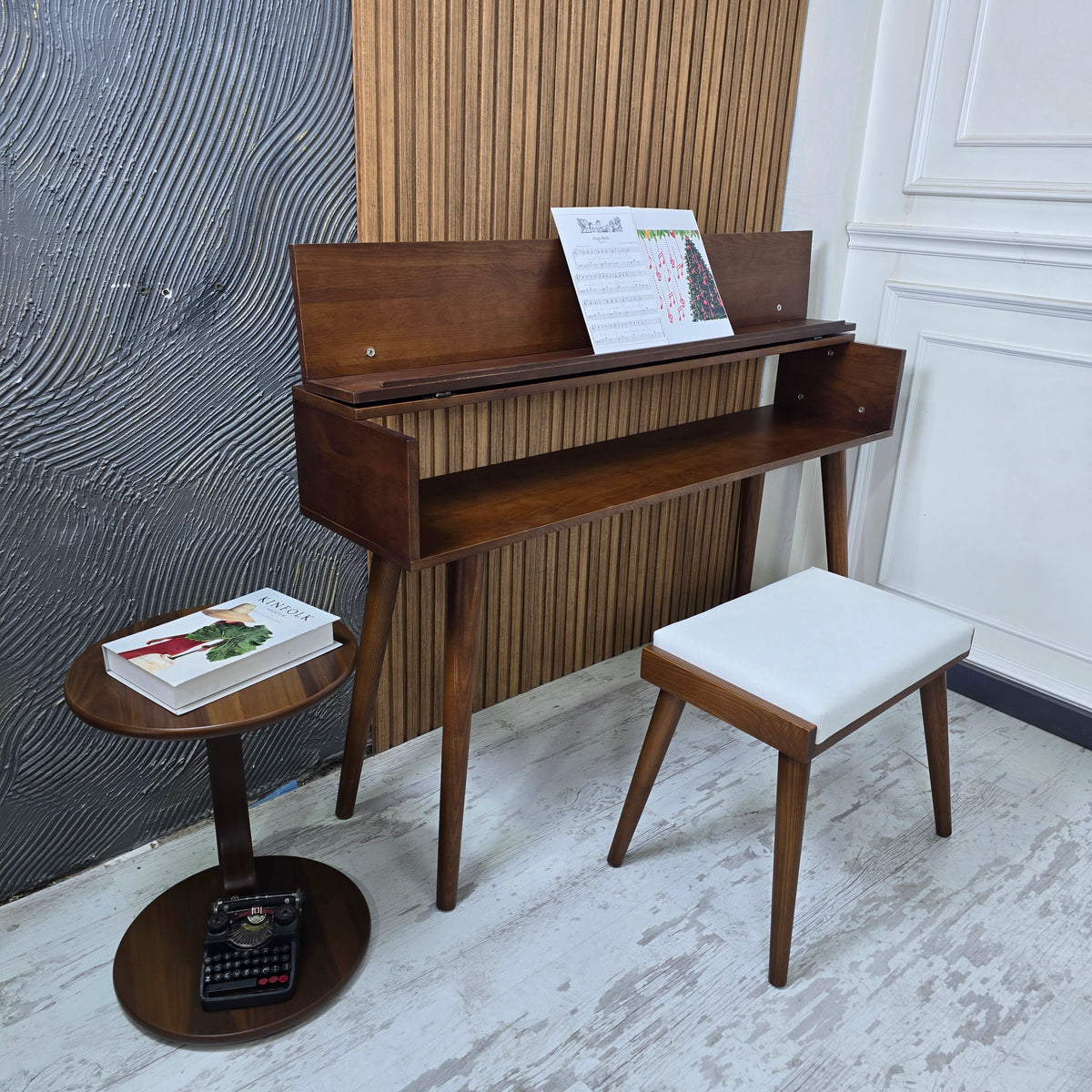 Handmade Wooden Piano Stand, Solid Wood Keyboard Stand, Modern Music Furniture, Custom Piano Table, Studio & Home Déco
