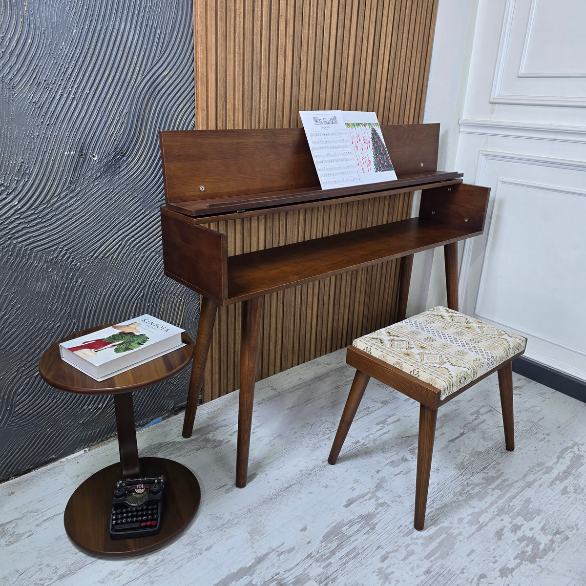 Handmade Wooden Piano Stand, Solid Wood Keyboard Stand, Modern Music Furniture, Custom Piano Table, Studio & Home Déco
