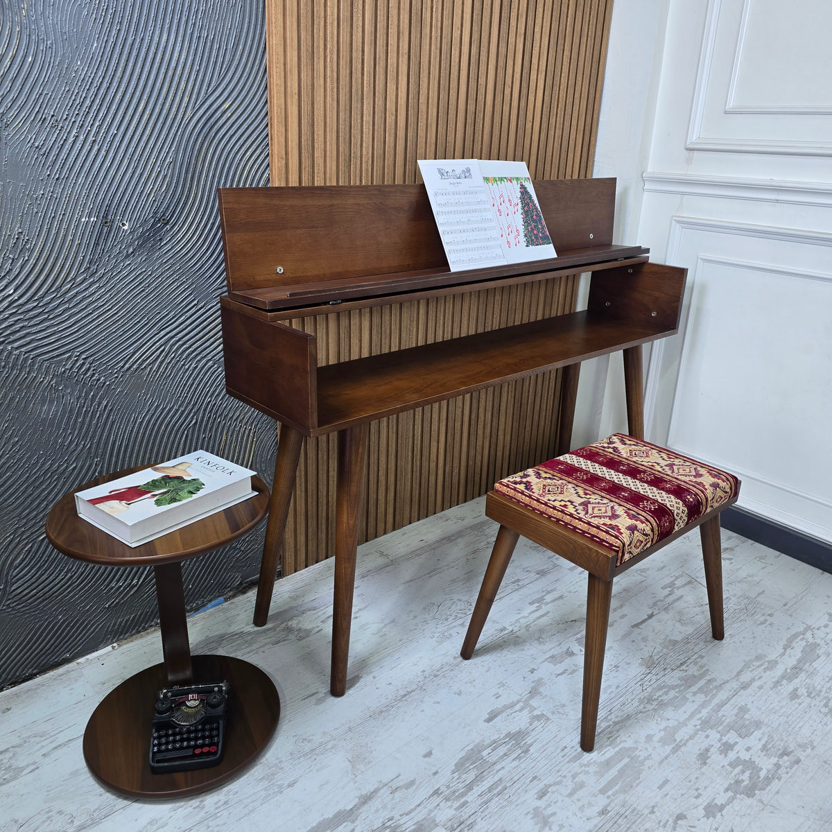 Handmade Wooden Piano Stand, Solid Wood Keyboard Stand, Modern Music Furniture, Custom Piano Table, Studio & Home Déco
