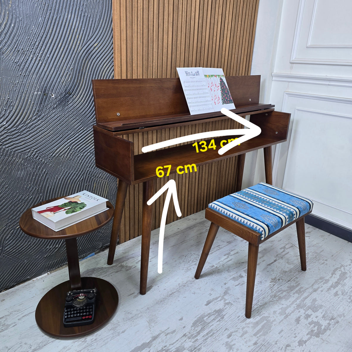 Handmade Wooden Piano Stand, Solid Wood Keyboard Stand, Modern Music Furniture, Custom Piano Table, Studio & Home Déco
