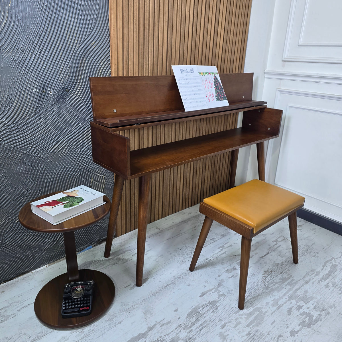 Handmade Wooden Piano Stand, Solid Wood Keyboard Stand, Modern Music Furniture, Custom Piano Table, Studio & Home Déco
