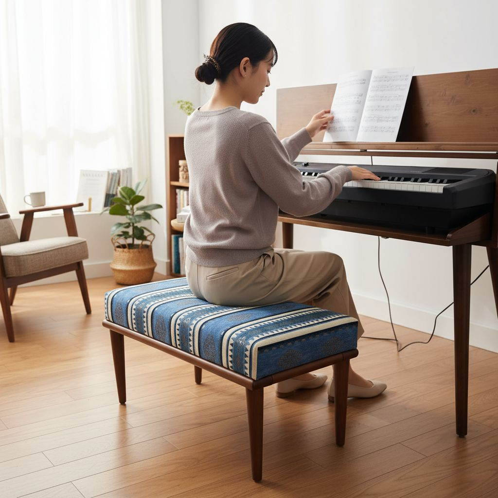 Long Upholstered Piano Bench – Ottoman Bench, Vanity Stool, Entryway Bench, Bedroom Seating & Living Room Furniture