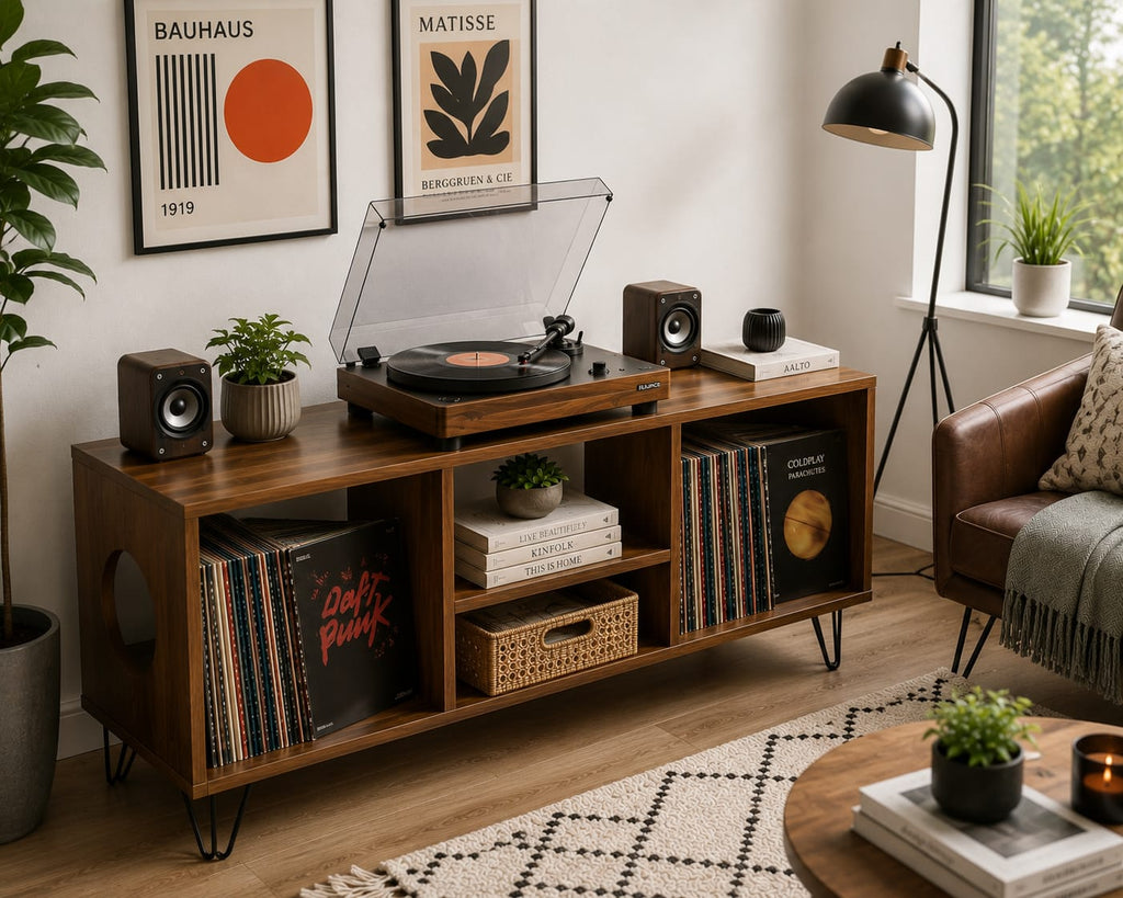Solid wood vinyl storage, Midcentury record player stand, Modern Turntable stand , Lp Organizer