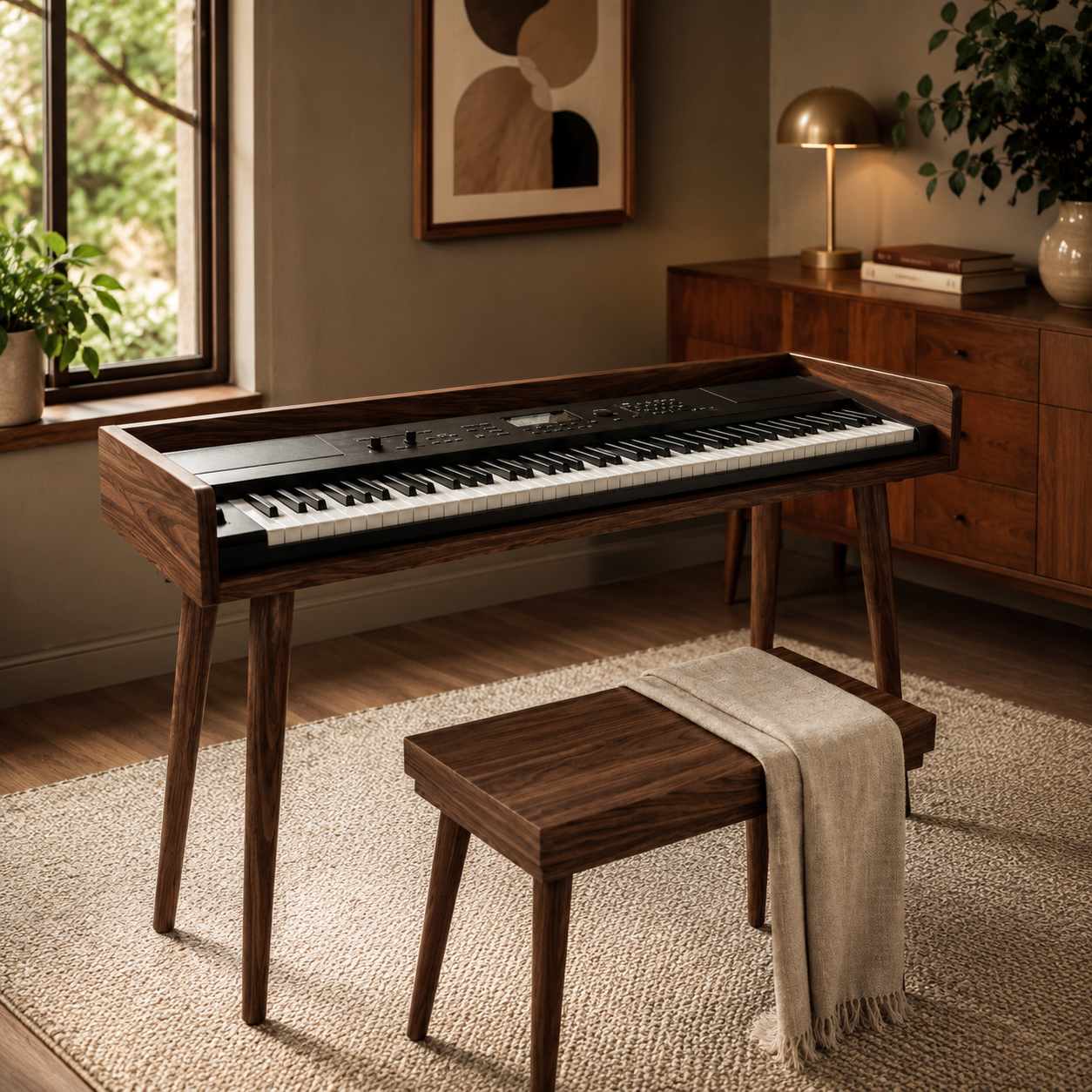 MDF Piano Stand, Digital Piano Stand, Keyboard Stand, Electric Piano Furniture, Piano Keyboard Table, Modern Music Stand, Home Studio
