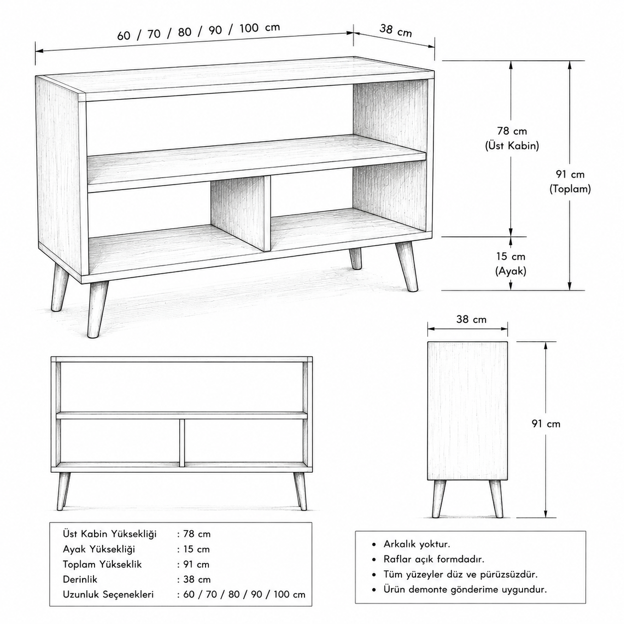 Tall Record Player Stand with Vinyl Storage – Mid-Century Turntable Stand & LP Organizer