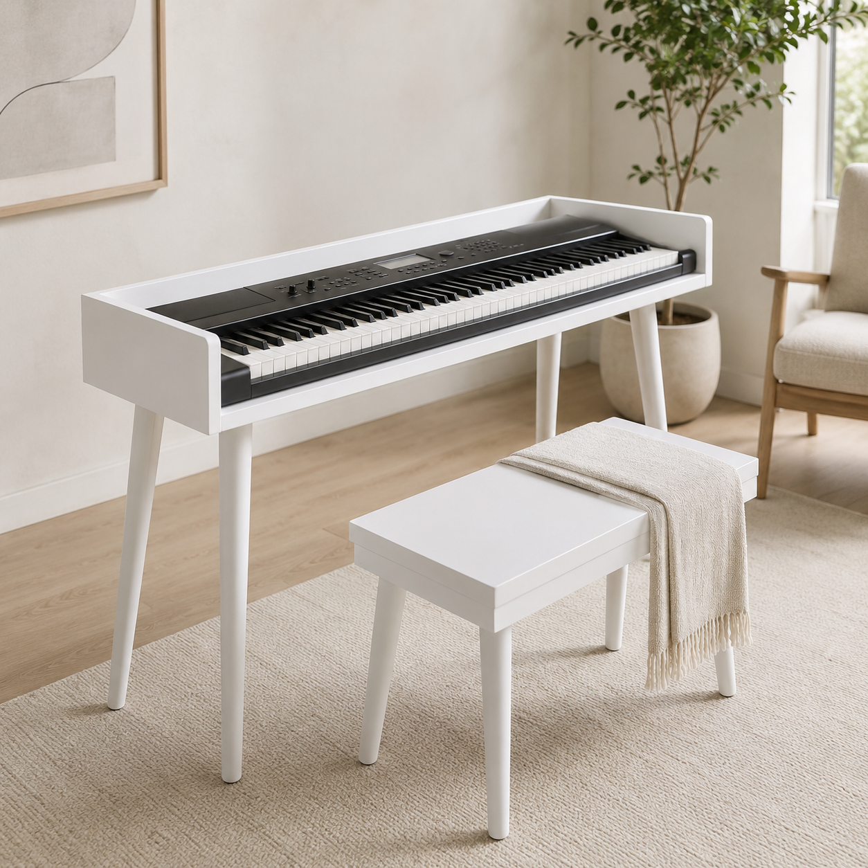 MDF Piano Stand, Digital Piano Stand, Keyboard Stand, Electric Piano Furniture, Piano Keyboard Table, Modern Music Stand, Home Studio