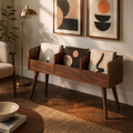 Mid-Century Vinyl Record Storage Stand – 3-Compartment LP Organizer & Record Display Cabinet