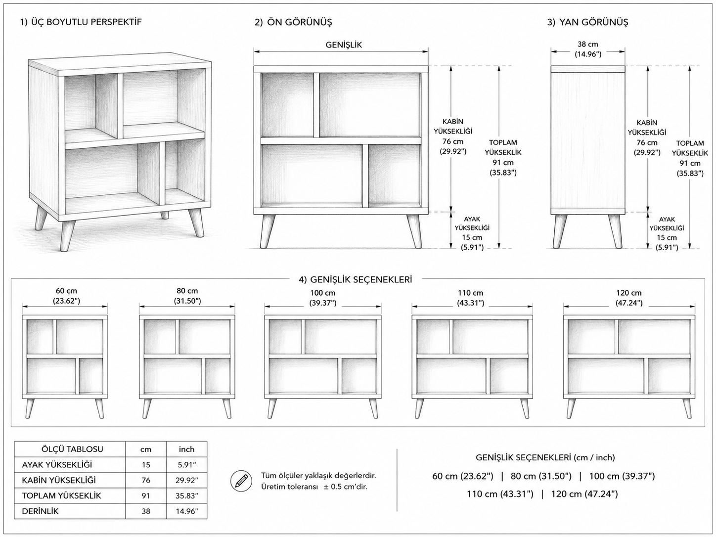 Mid-Century Record Player Stand with Vinyl Storage – Turntable Cabinet & LP Organizer