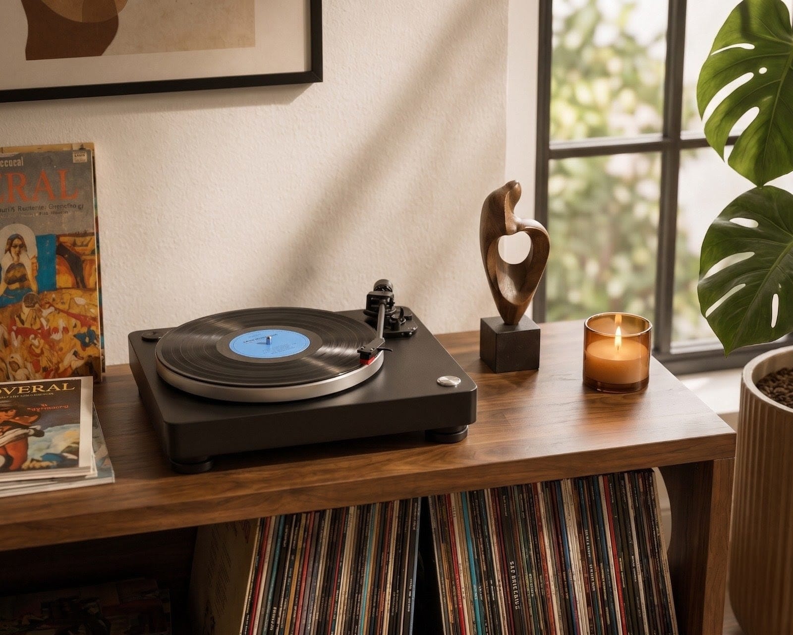 Mid Century Modern Vinyl Record Stand | Wooden Turntable Storage Cabinet | Record Player Table (Copy)