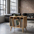 Mid Century Modern Vinyl Record Stand | Wooden Turntable Storage Cabinet | Record Player Table