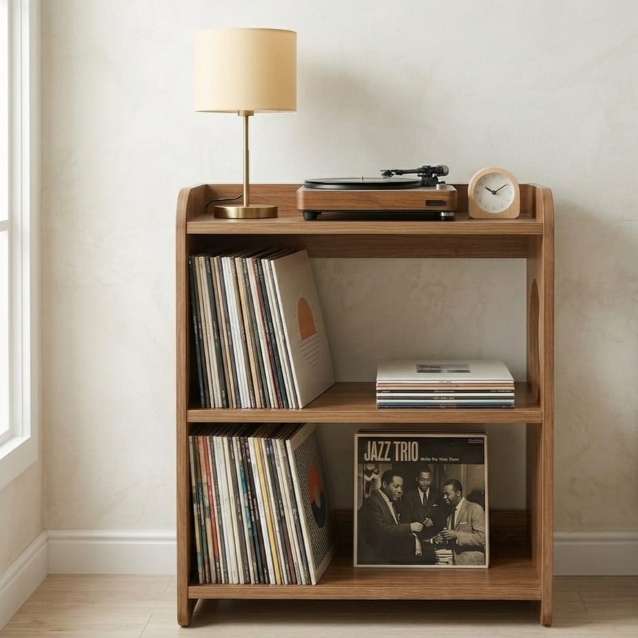 Mid Century Modern Record Player Stand | Vinyl Storage Cabinet | Wooden Turntable Stand | LP Record Shelf