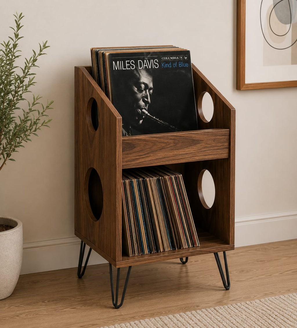Mid Century Modern Record Player Stand | Vinyl Storage Cabinet | Wooden Turntable Stand | LP Storage Shelf
