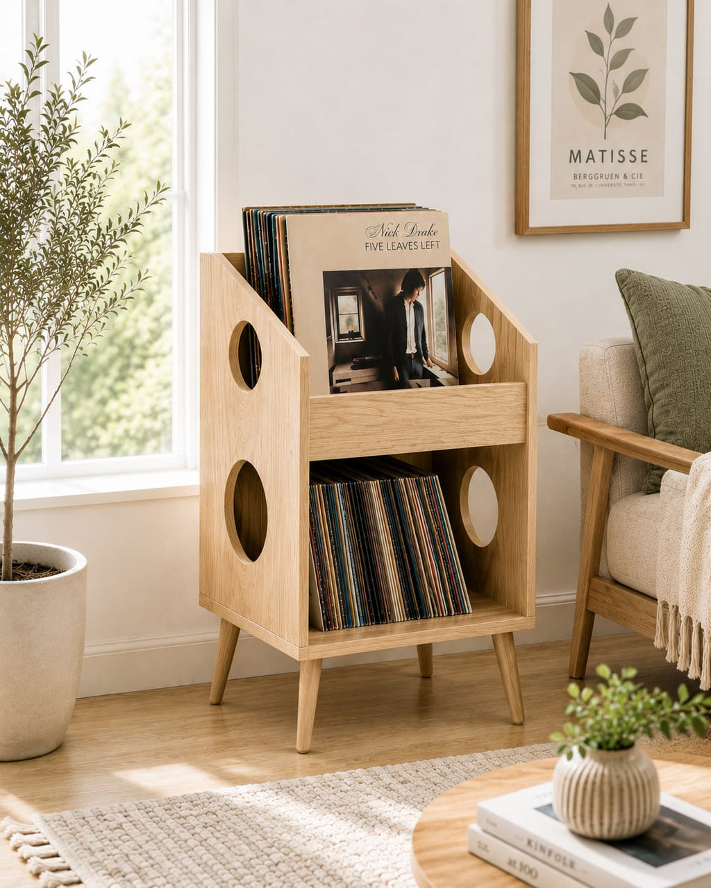 Mid Century Modern Record Player Stand | Vinyl Storage Cabinet | Wooden Turntable Stand | LP Storage Shelf