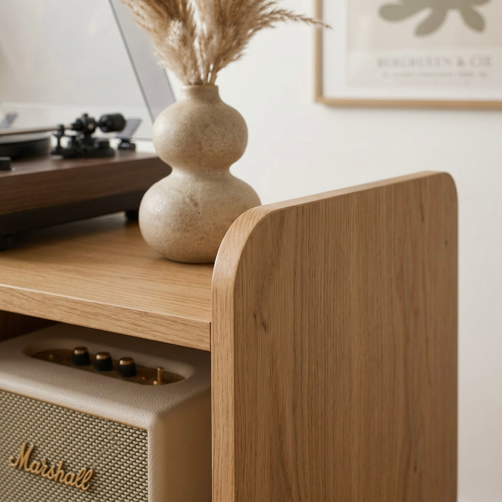 Solid Wood Record Player Stand, Vinyl Record Storage Cabinet, Turntable Stand, Mid Century Media Console, LP Storage Shelf