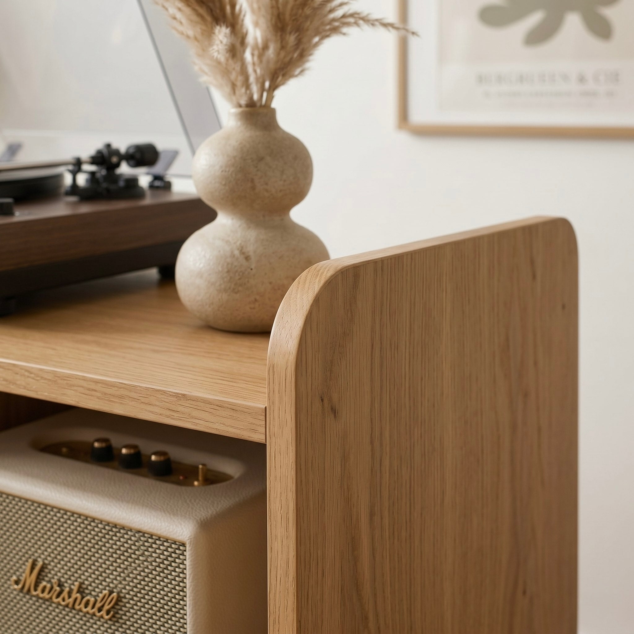 Solid Wood Record Player Stand, Vinyl Record Storage Cabinet, Turntable Stand, Mid Century Media Console, LP Storage Shelf