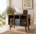 Mid Century Modern Vinyl Record Stand | Wooden Turntable Storage Cabinet | Record Player Table