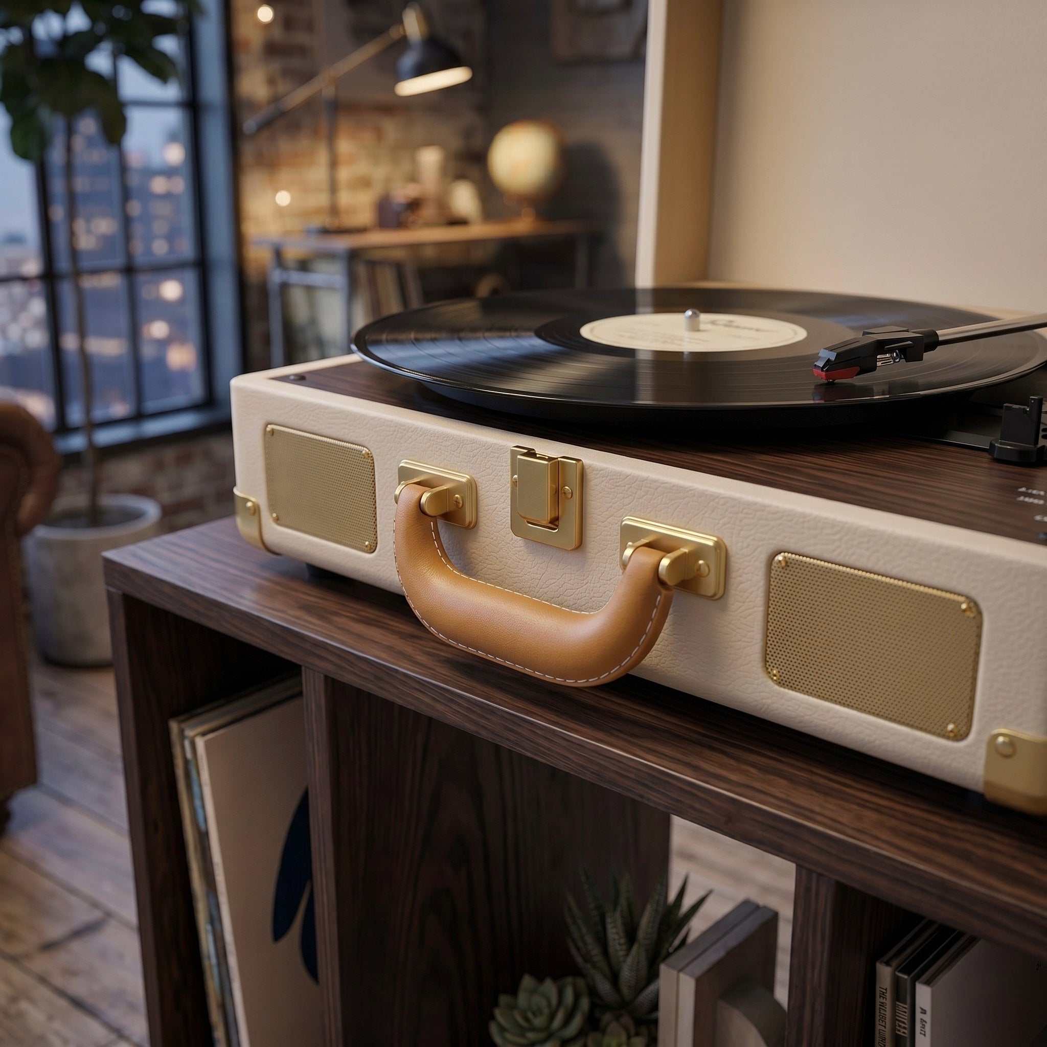 Mid Century Modern Vinyl Record Stand | Wooden Turntable Storage Cabinet | Record Player Table
