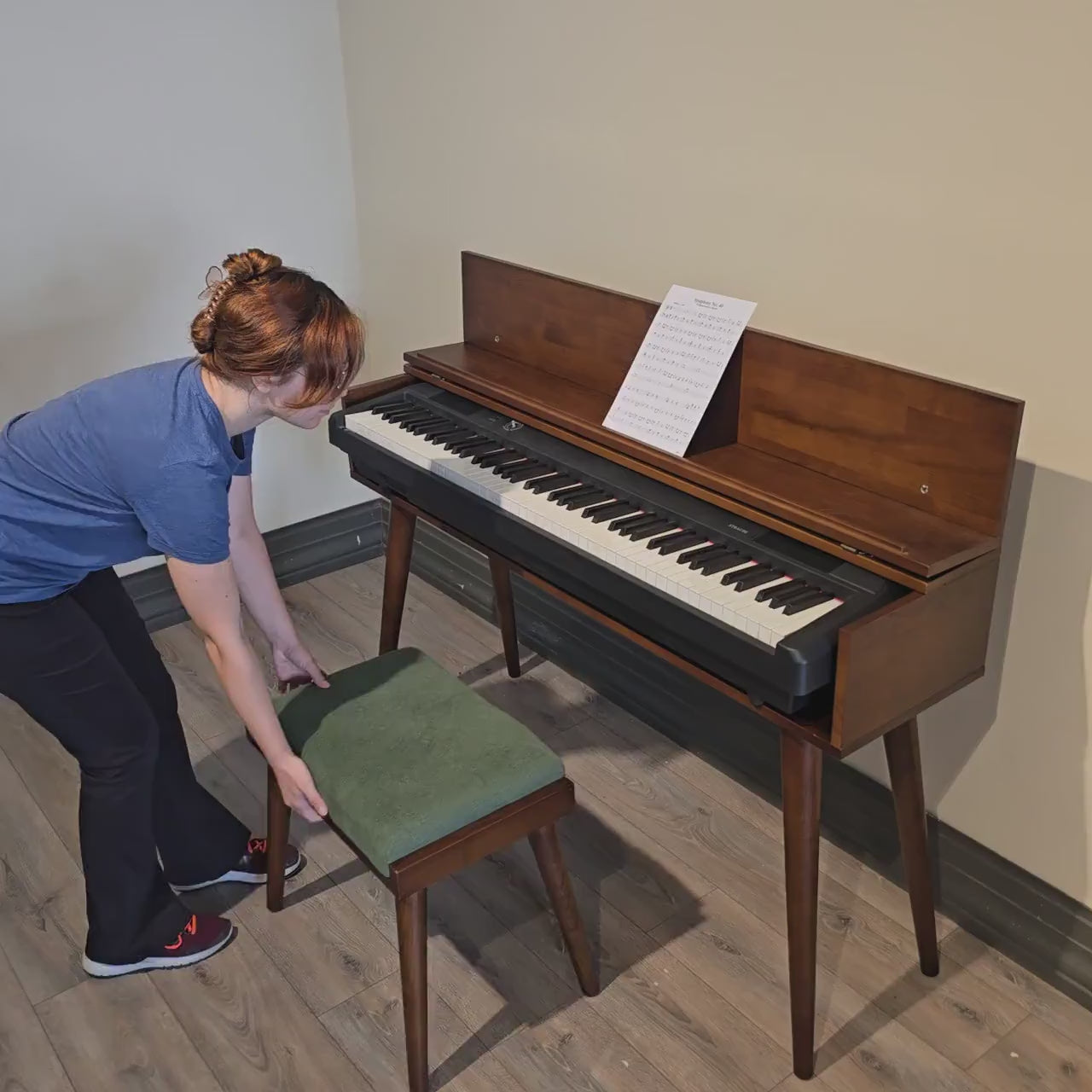 Handmade Wood Piano Stand, Wood Piano Stand with Drawer, Digital