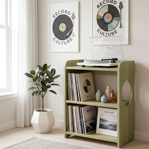 Mid Century Modern Record Player Stand | Vinyl Storage Cabinet | Wooden Turntable Stand | LP Record Shelf