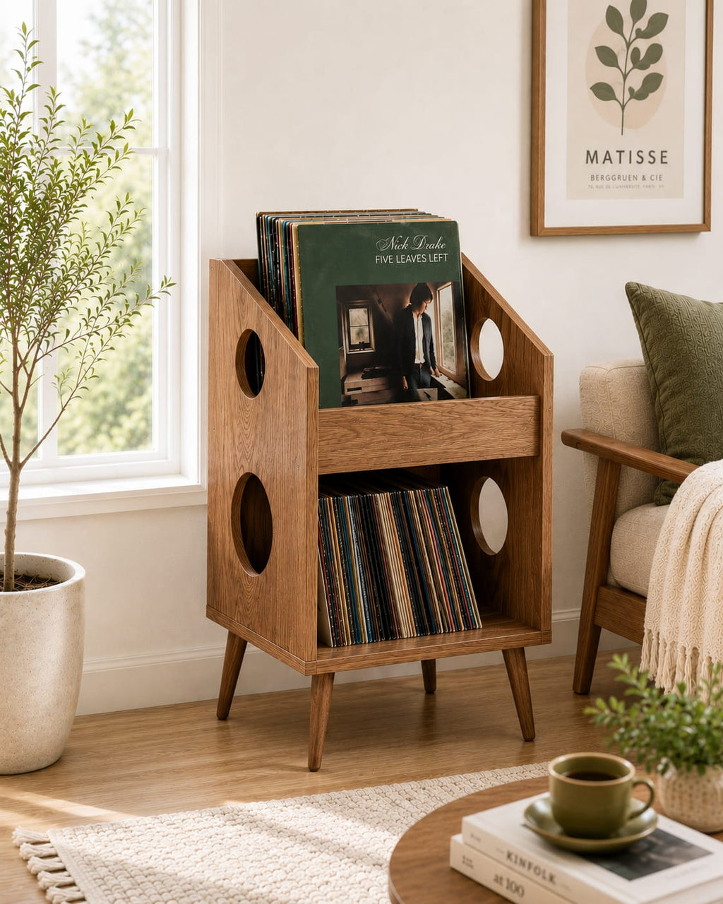 Mid Century Modern Record Player Stand | Vinyl Storage Cabinet | Wooden Turntable Stand | LP Storage Shelf
