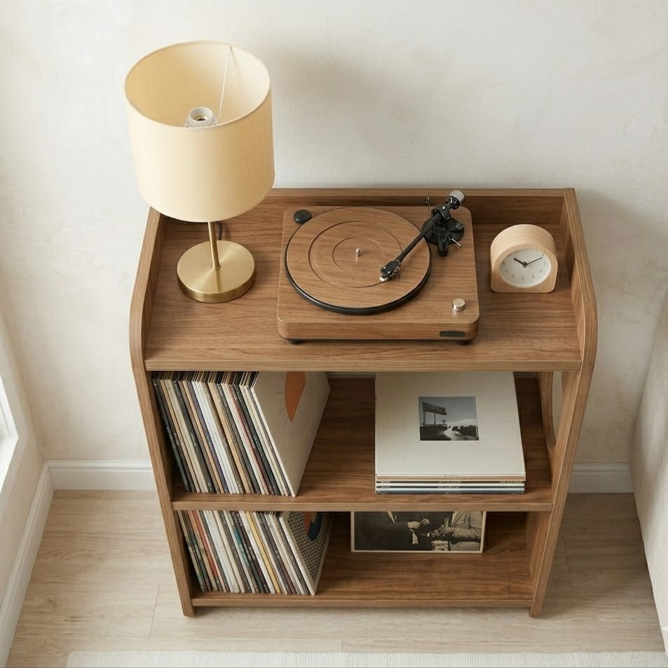 Mid Century Modern Record Player Stand | Vinyl Storage Cabinet | Wooden Turntable Stand | LP Record Shelf