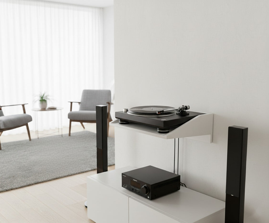 Custom Floating MDF Wall Shelf for Turntables, Record Players, Projectors & Audio Equipment – Modern Space-Saving Display