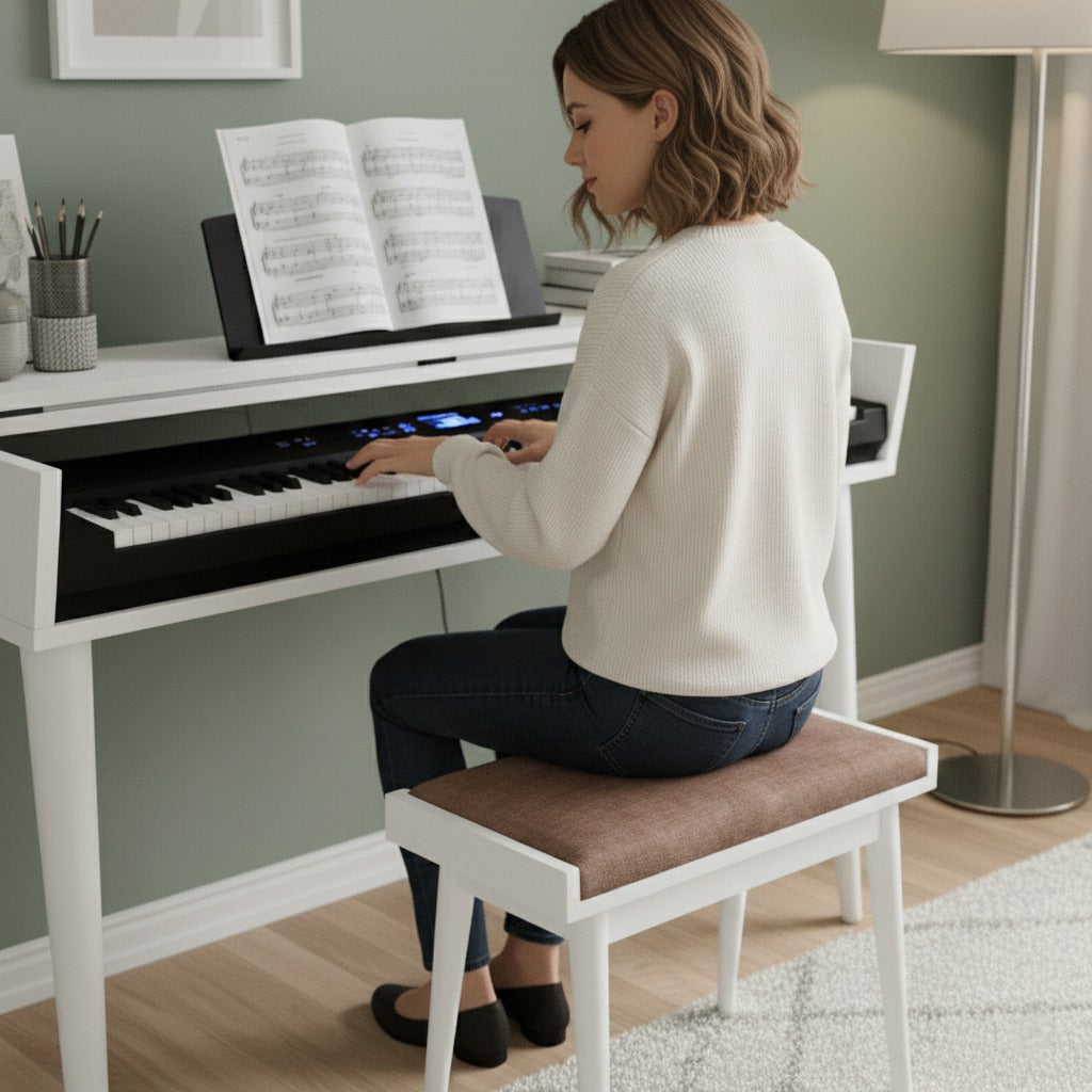 Modern Piano Stand – Digital Keyboard Stand, Minimalist MDF Piano Furniture & Music Room Console