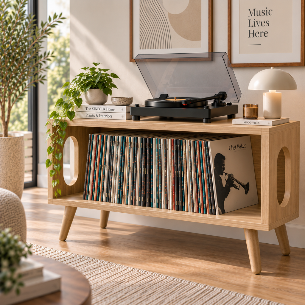 Low Profile Record Player Stand – Vinyl Storage & Turntable Furniture