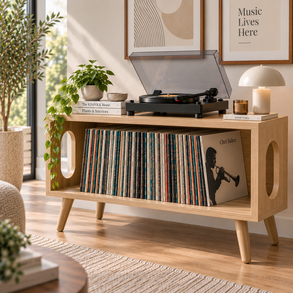 Low Profile Record Player Stand – Vinyl Storage & Turntable Furniture