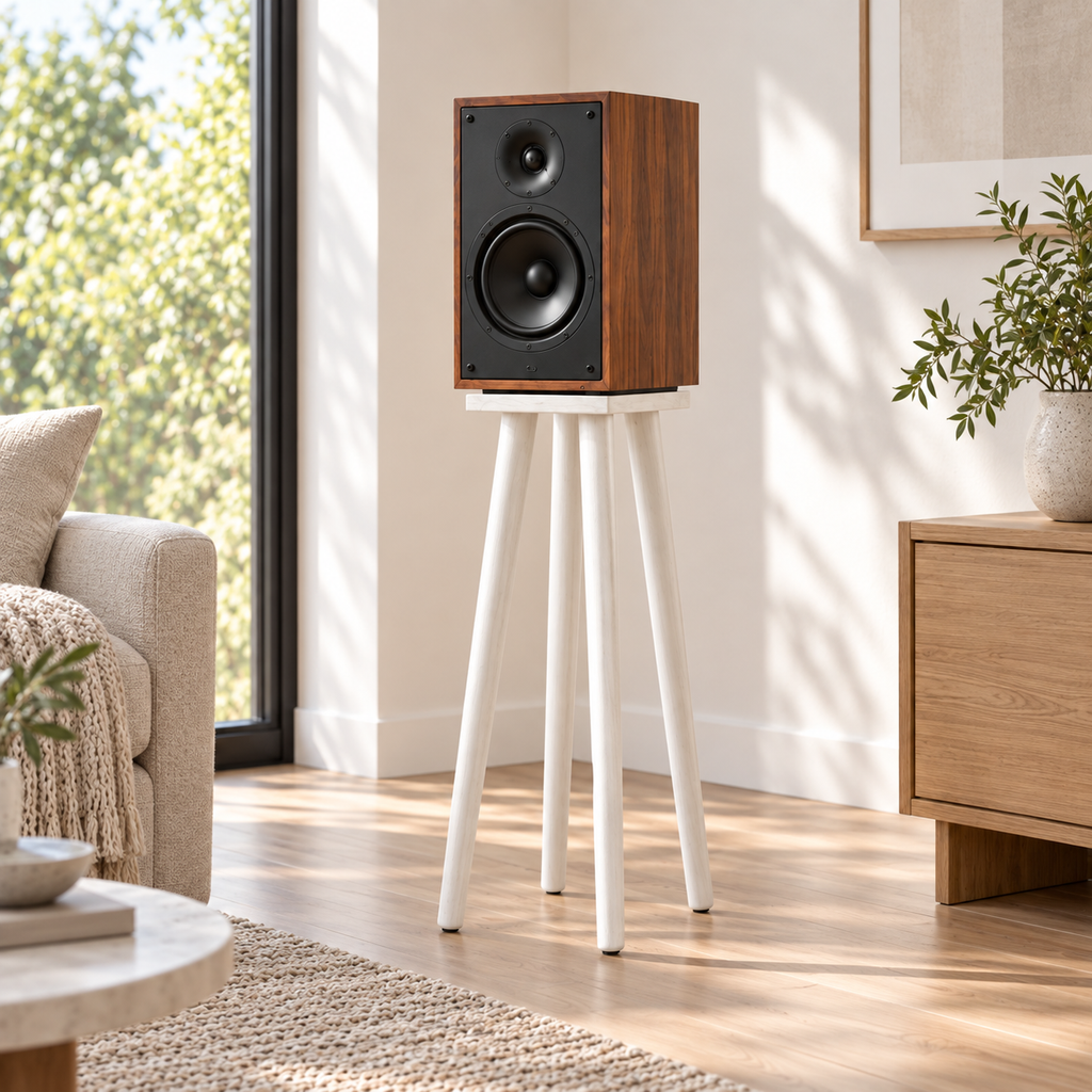 Speaker Stands Set of 2, Heavy Duty Speaker Stand, Mid Century Modern Speaker Stand, Wooden Audio Stand, HiFi Speaker Stand