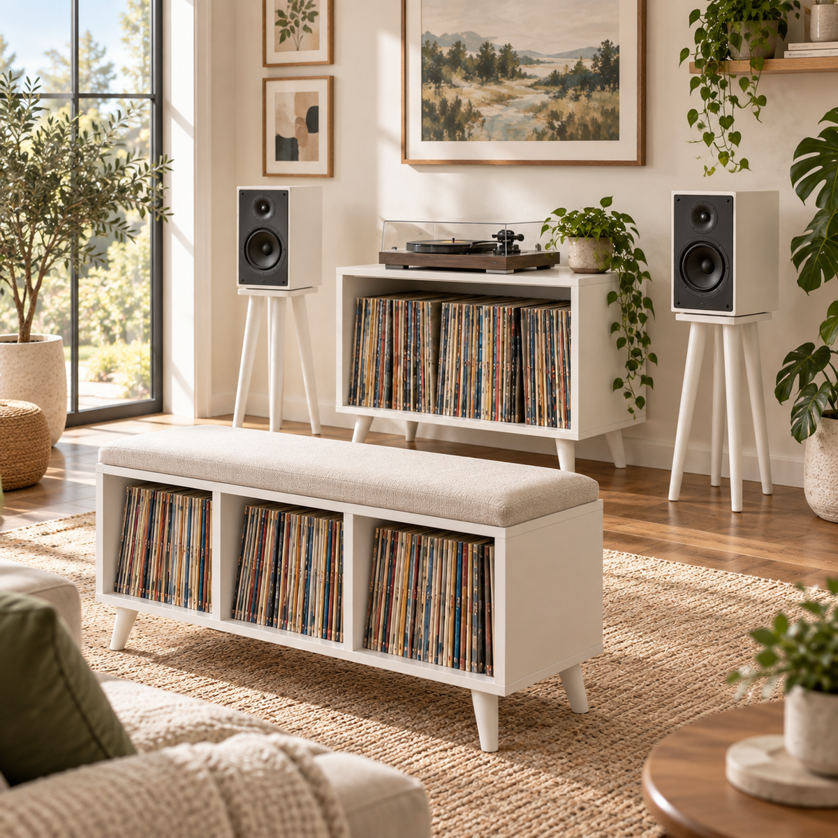 Custom Listening Room Furniture, Record Player Stand, Vinyl Storage Cabinet, Mid Century Modern Audio Console, Hi Fi Furniture