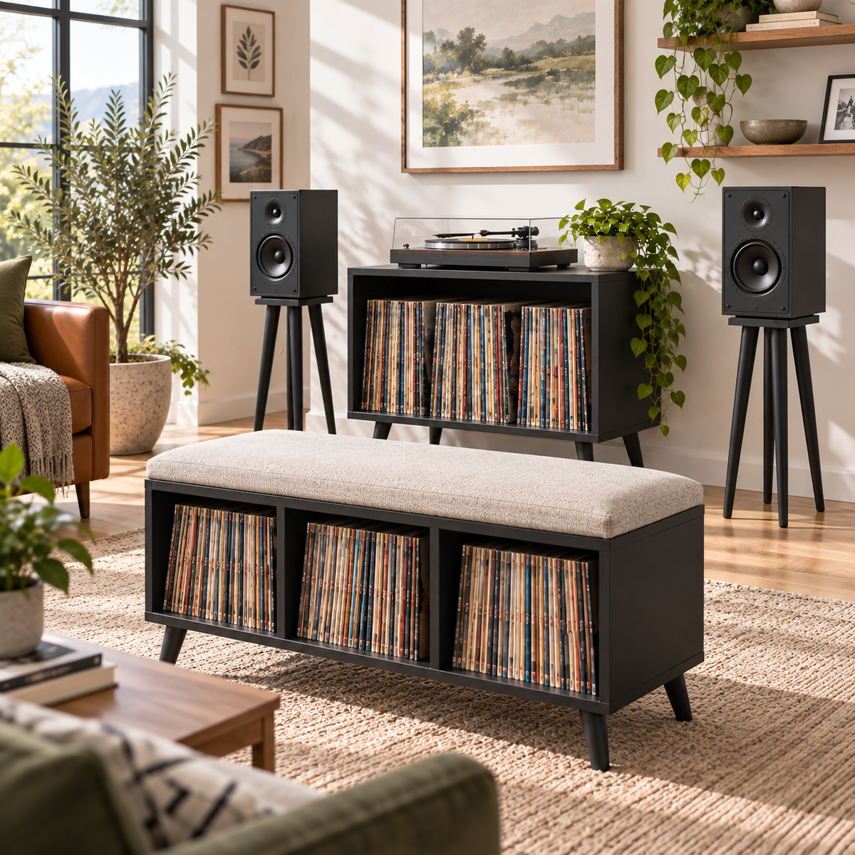 Custom Listening Room Furniture, Record Player Stand, Vinyl Storage Cabinet, Mid Century Modern Audio Console, Hi Fi Furniture