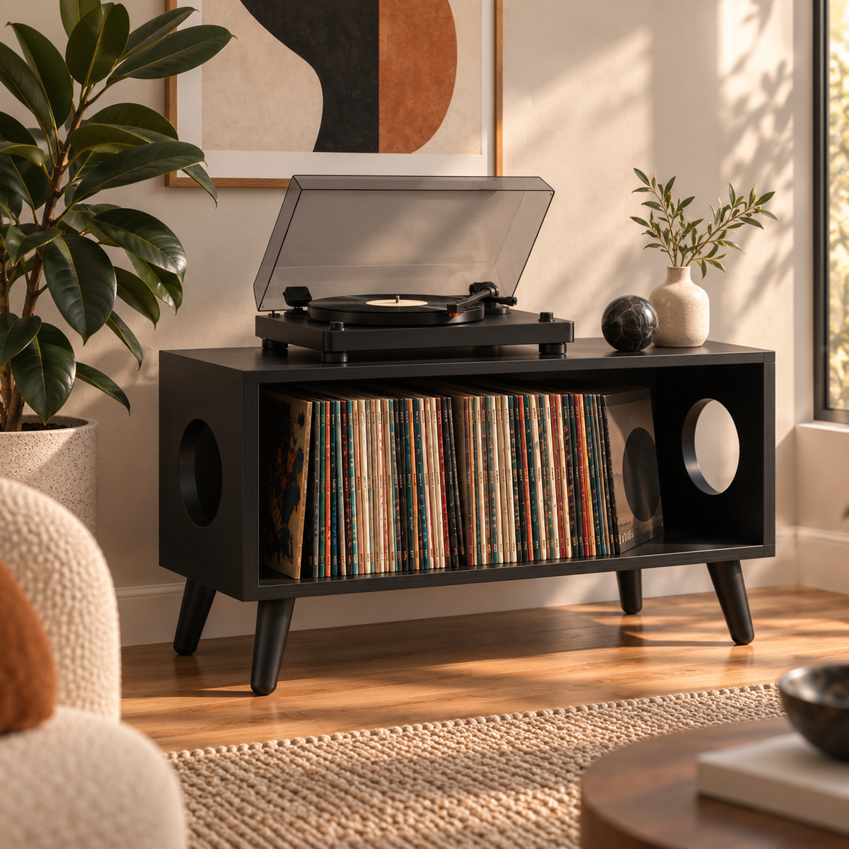 ロープロファイル レコードプレーヤー・スタンド ― レコード収納＆ターンテーブル用家具