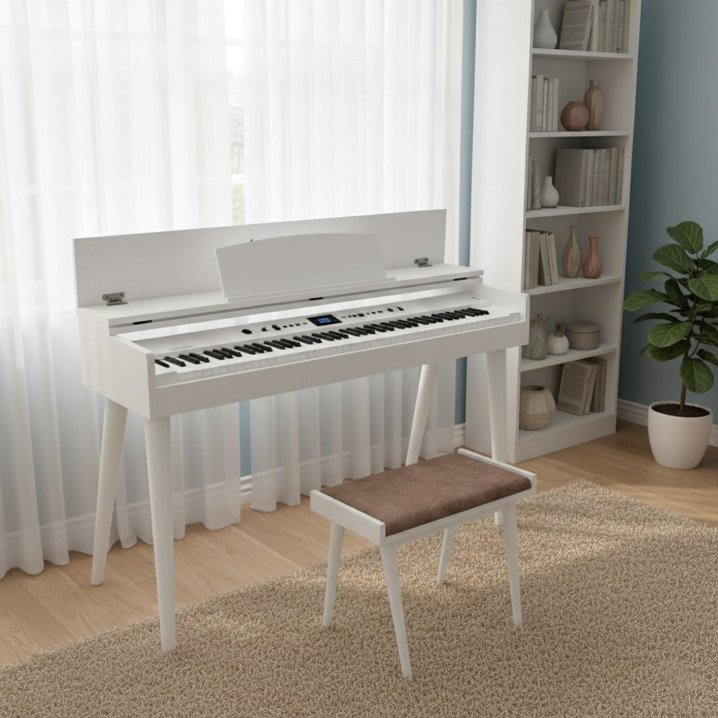 Custom Piano Stand, Digital Piano Stand, Keyboard Stand, MIDI Keyboard Desk, 88 Key Piano Furniture, Modern Walnut Music Stand, MDF Hasan
