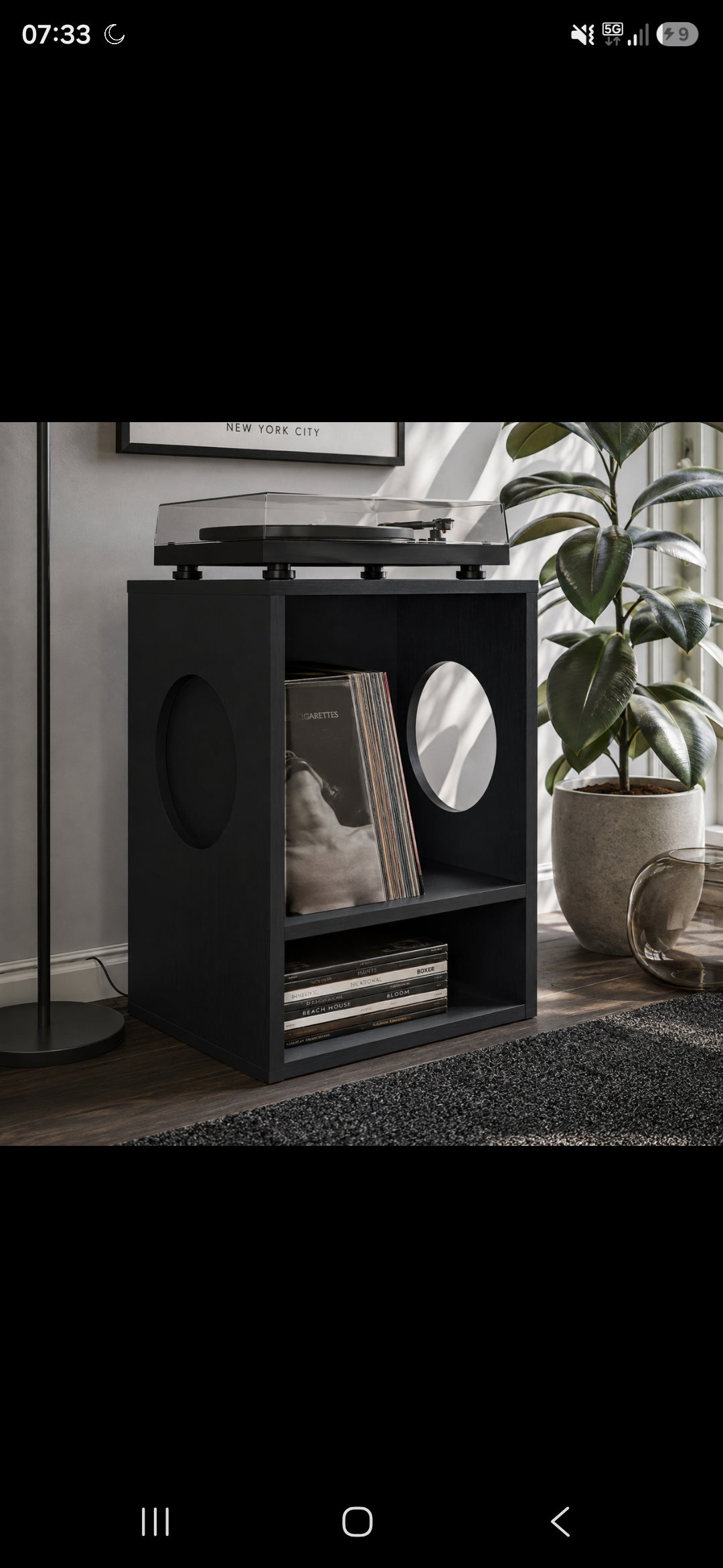 Compact Record Player Stand with Vinyl Storage – Turntable Stand & LP Organizer