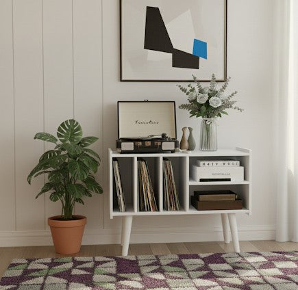 モダンレコードプレーヤースタンド（レコード収納付き）– 80 / 100 / 120 cm ターンテーブルスタンド＆LPレコード収納ラック