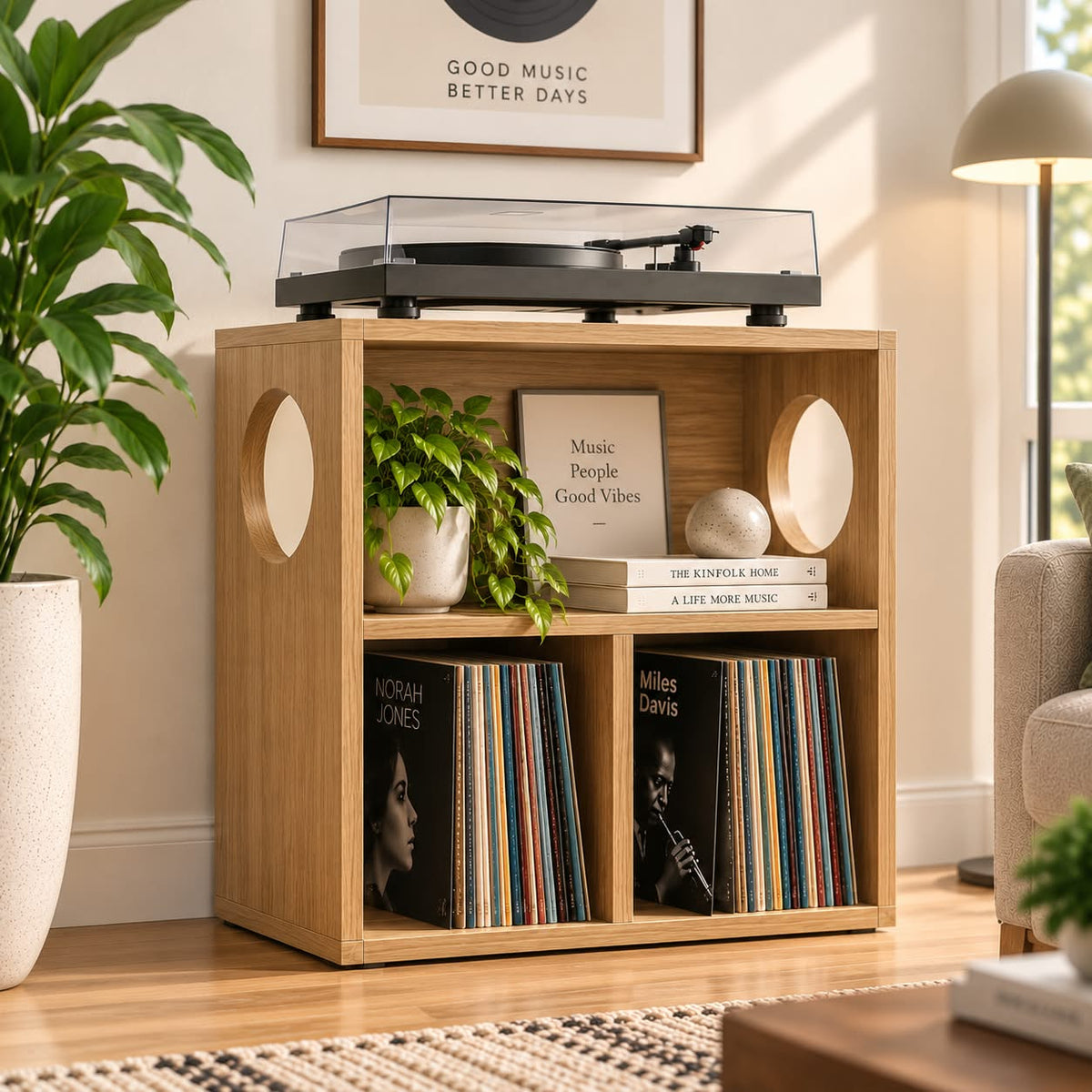 レコードプレーヤー台 レコード収納付き – ターンテーブルスタンド＆LPレコード整理ラック 幅60/80/100cm