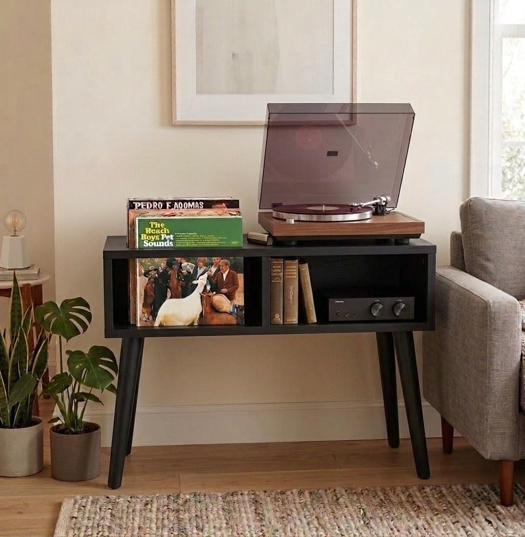 Modern Record Player Stand – 80 cm Turntable Table & Vinyl Storage Furniture