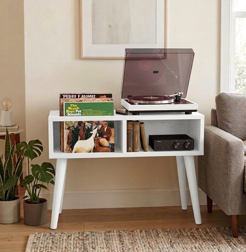 Modern Record Player Stand – 80 cm Turntable Table & Vinyl Storage Furniture
