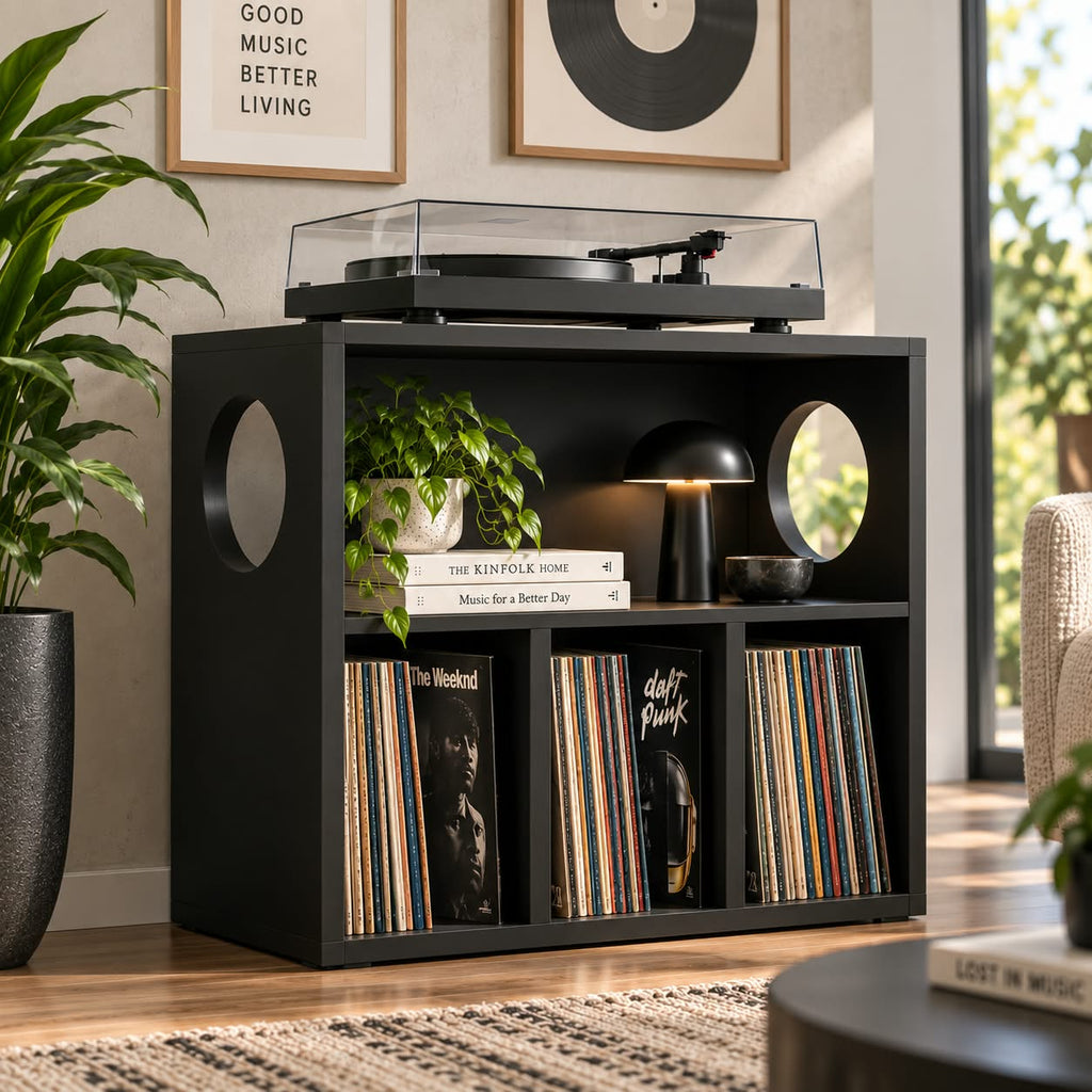 レコードプレーヤー台 レコード収納付き – ターンテーブルスタンド＆LPレコード整理ラック 幅60/80/100cm